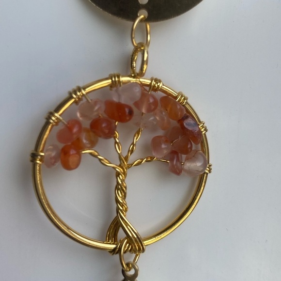 🟣2 for $25🟣 gold toned sun catcher with red/orange stone tree - Picture 4 of 4
